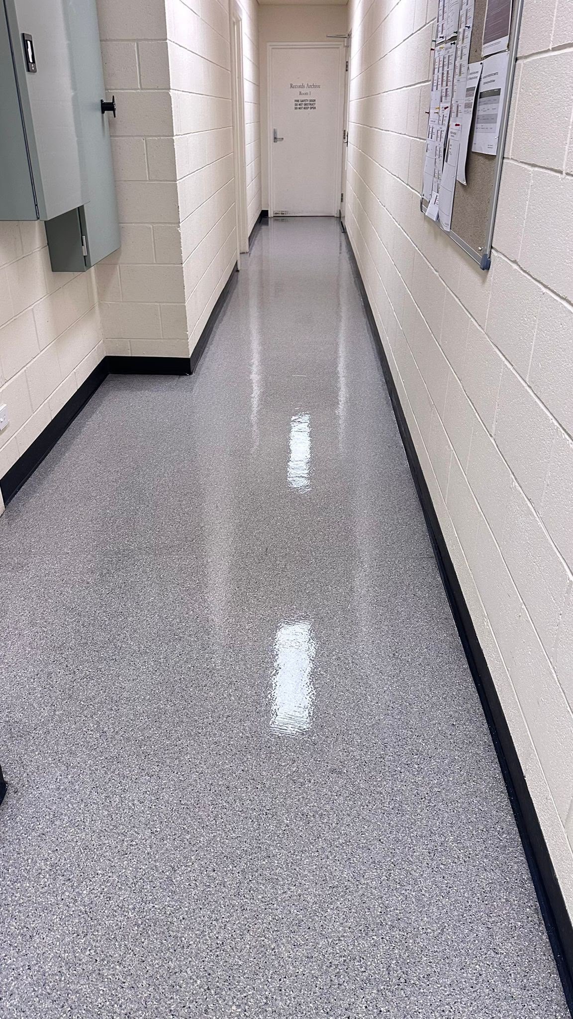 Polished hallway floor